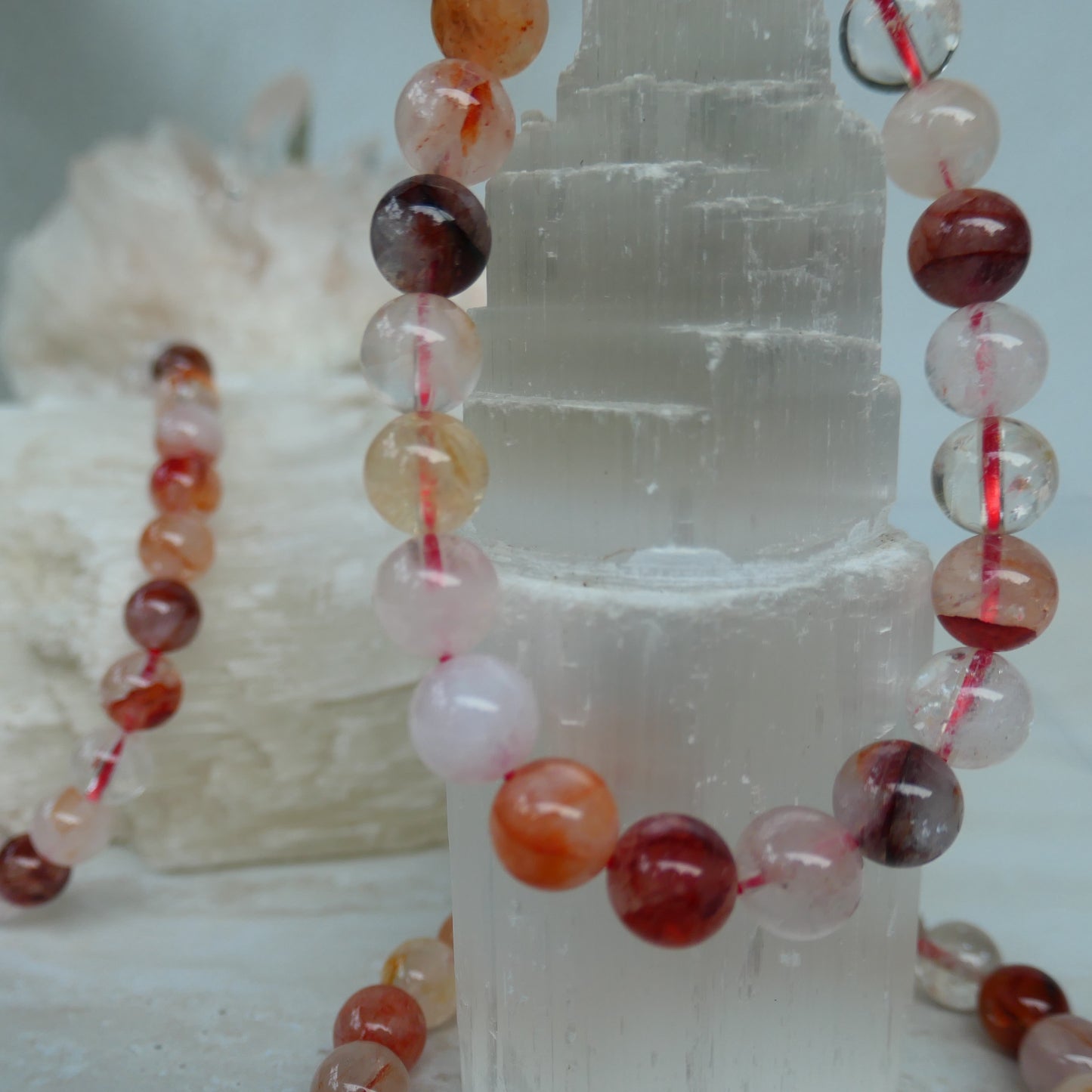 Fire Quartz Bead Bracelet 8mm