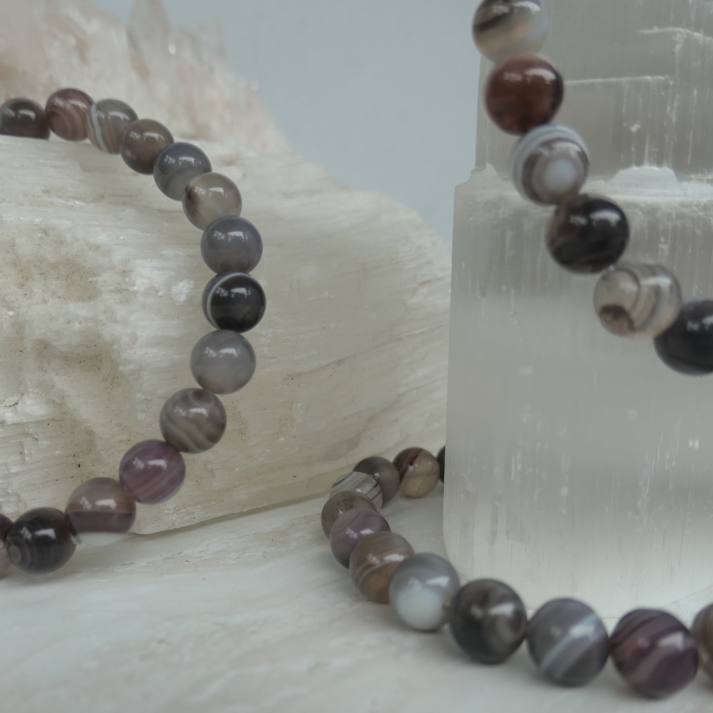 Botswana Agate Bead Bracelet 8mm