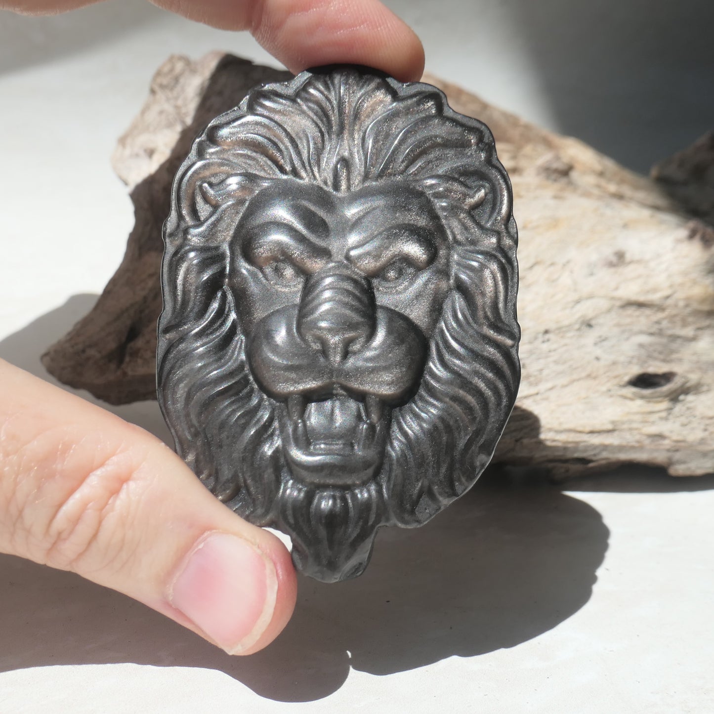 Silver Sheen Obsidian Lion