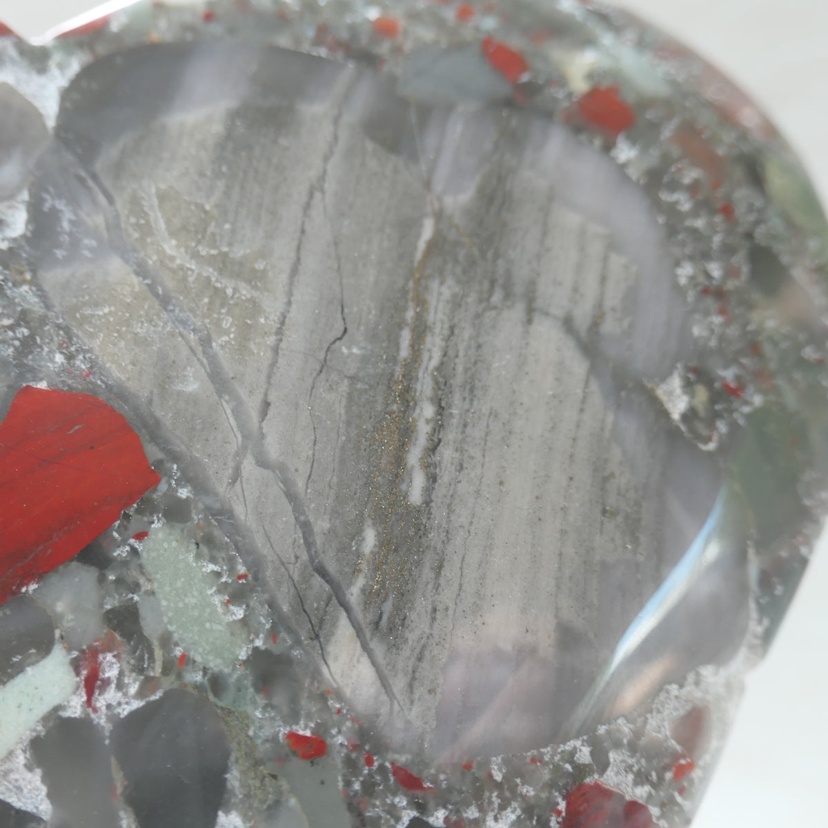 African Blood Stone Heart on stand