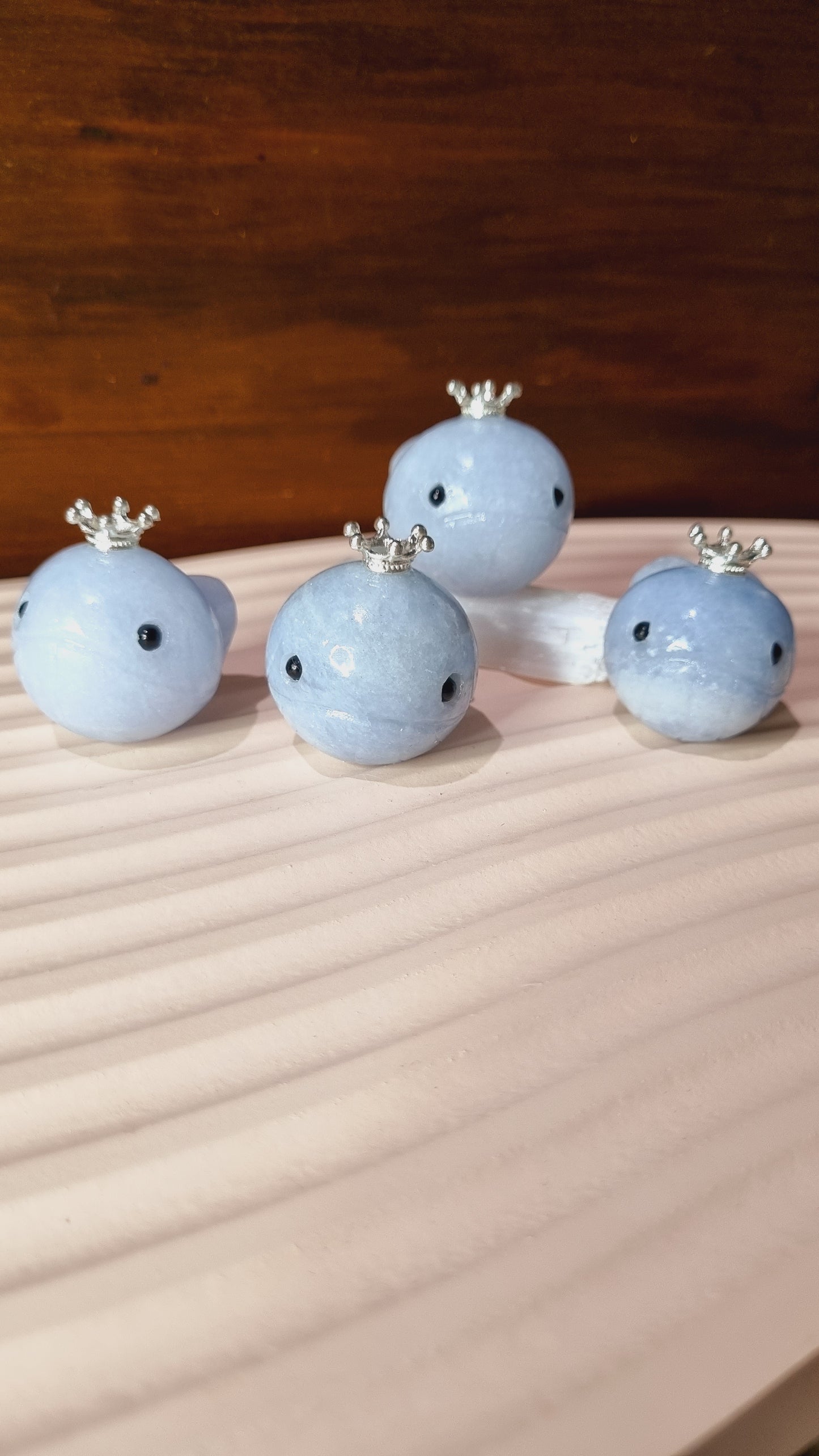 Blue Calcite Crowned Whales / Small Sphere Holders