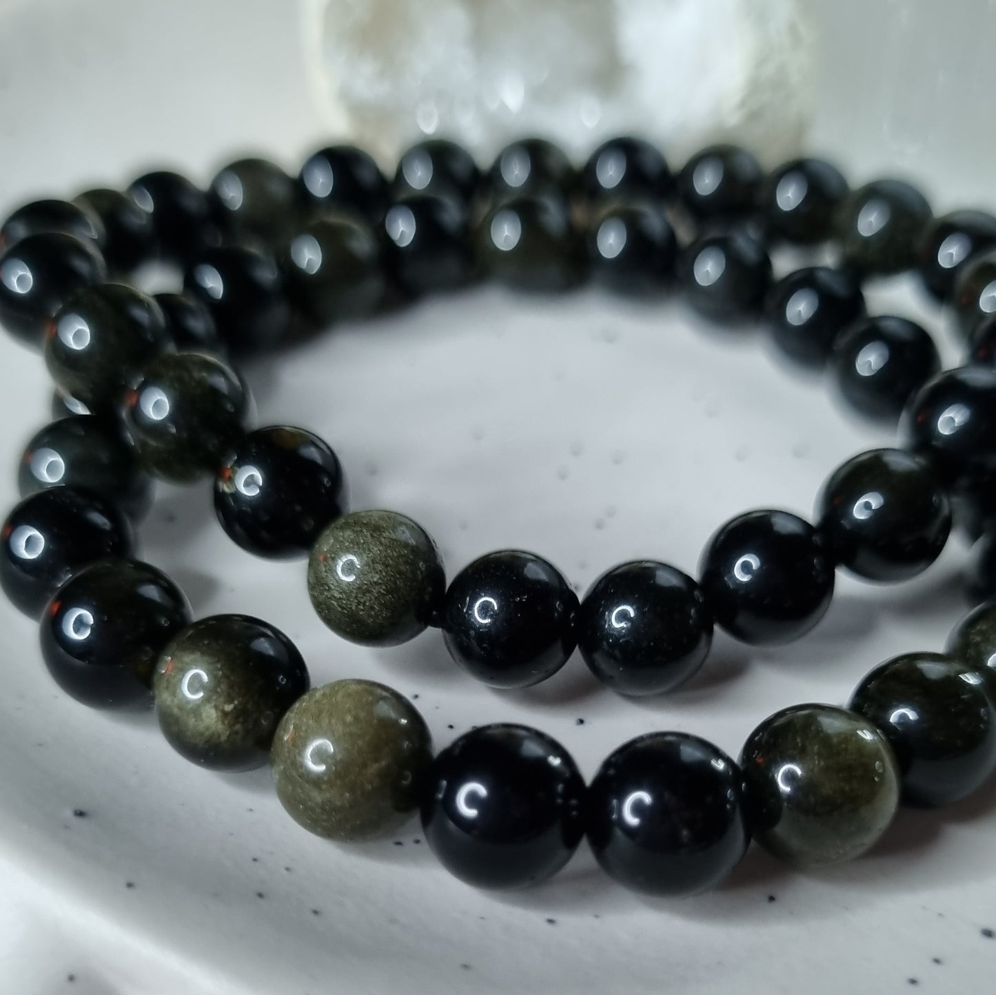 Gold Sheen Obsidian bead bracelet 8mm