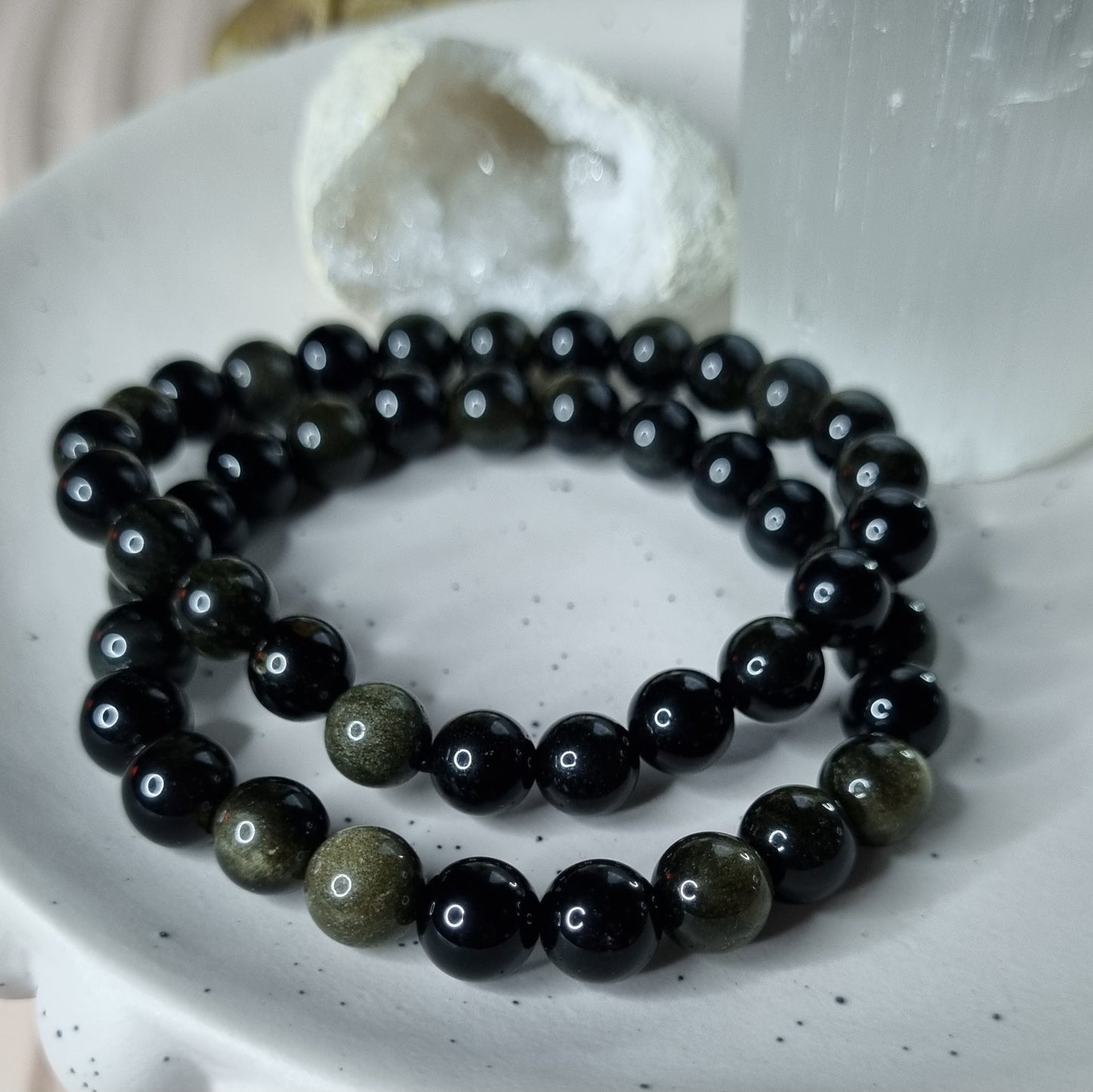 Gold Sheen Obsidian bead bracelet 8mm