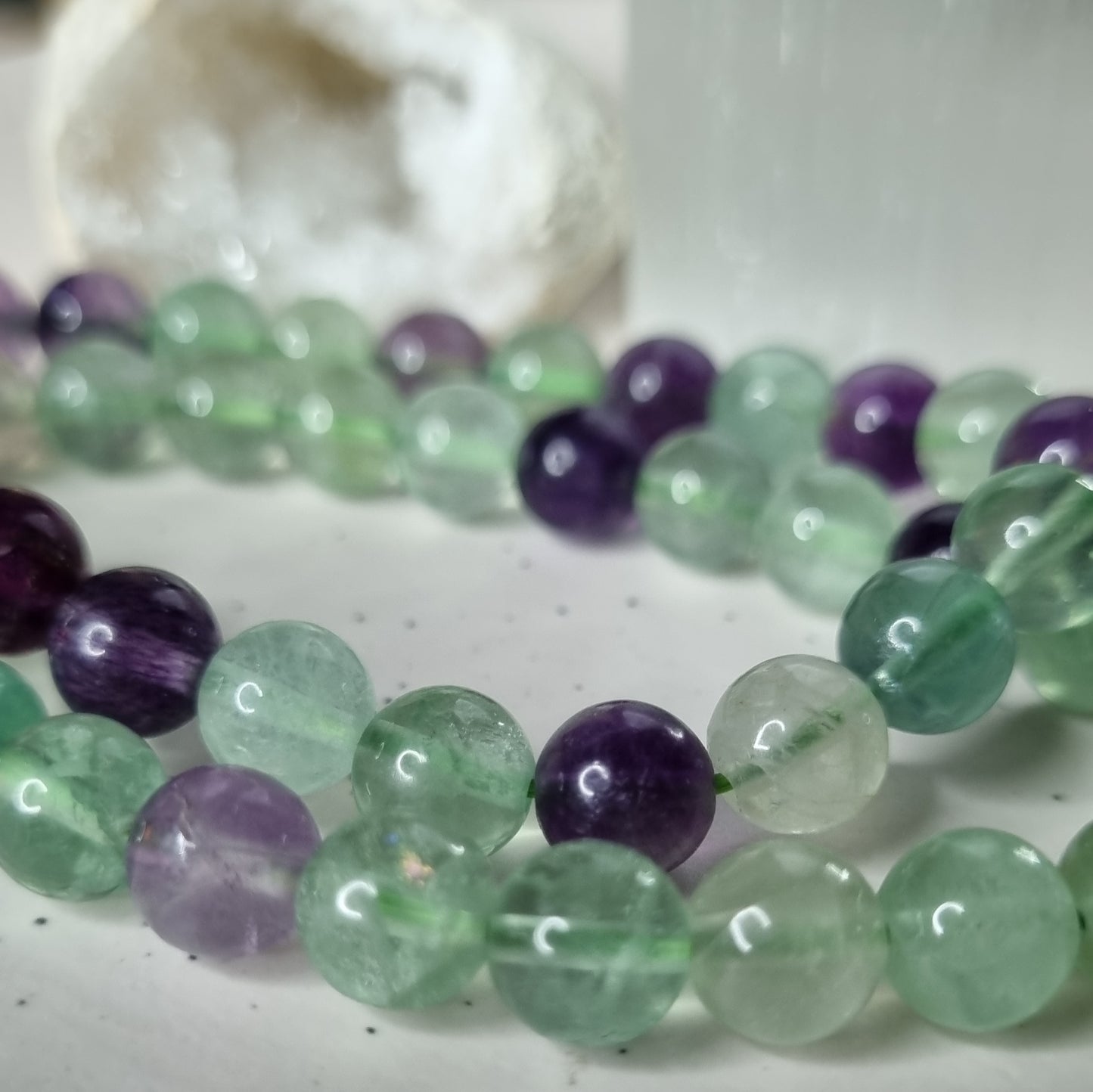 Fluorite bead bracelet 8mm