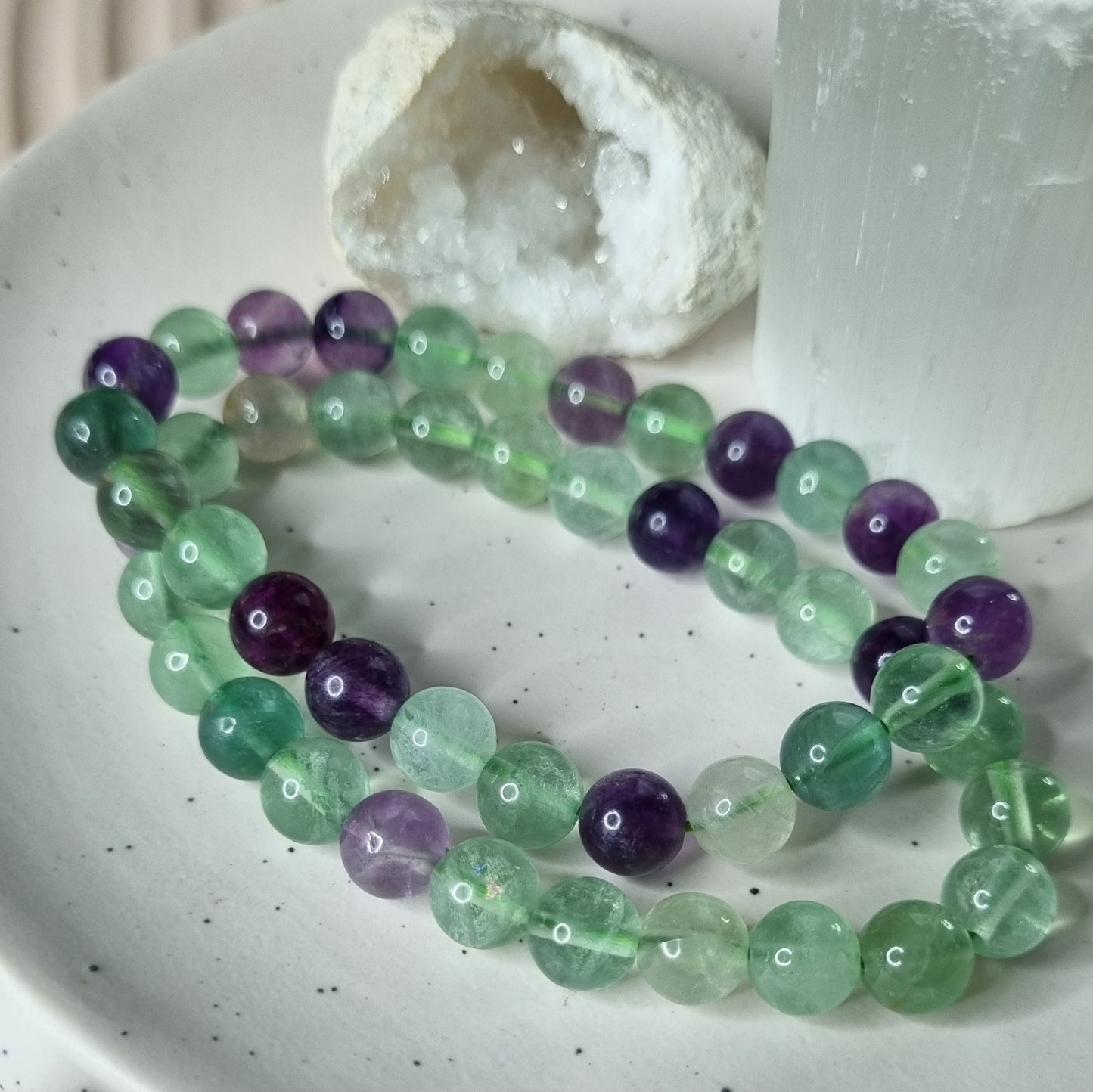 Fluorite bead bracelet 8mm