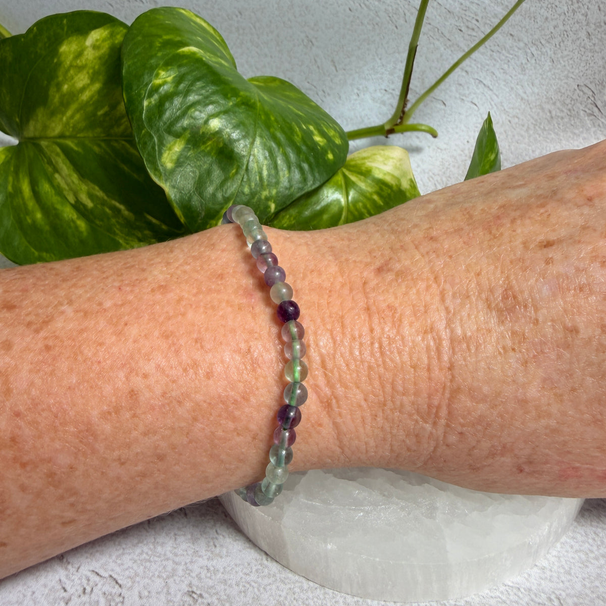 Fluorite 4mm bead bracelet
