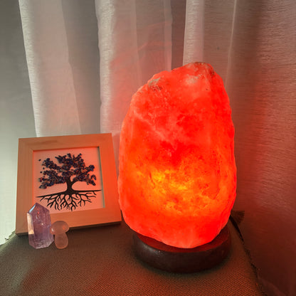 2-3kg Natural Shaped Himalayan Salt Lamp – Timber Base (12V – 12W) Energy Efficient