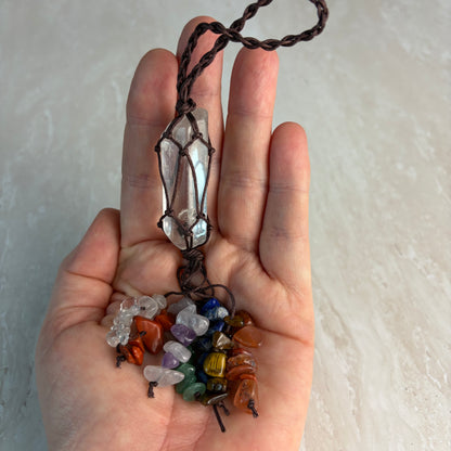 Macrame crystal chakra hanger