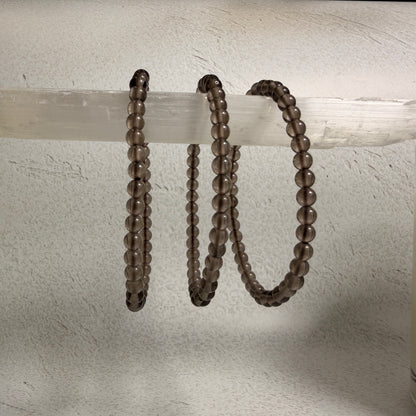 Smoky Quartz Bead Bracelet 4mm