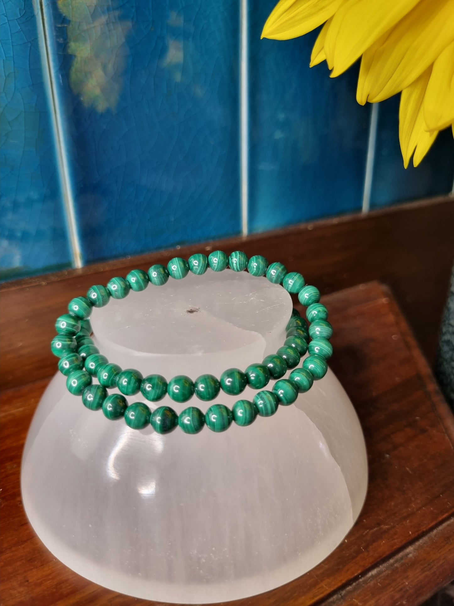 6mm Malachite beaded bracelet