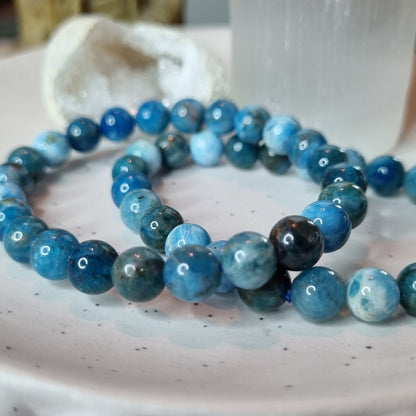 Blue Apatite bead bracelet 8mm