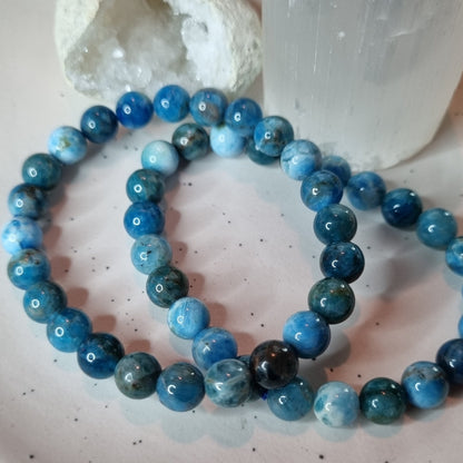 Blue Apatite bead bracelet 8mm