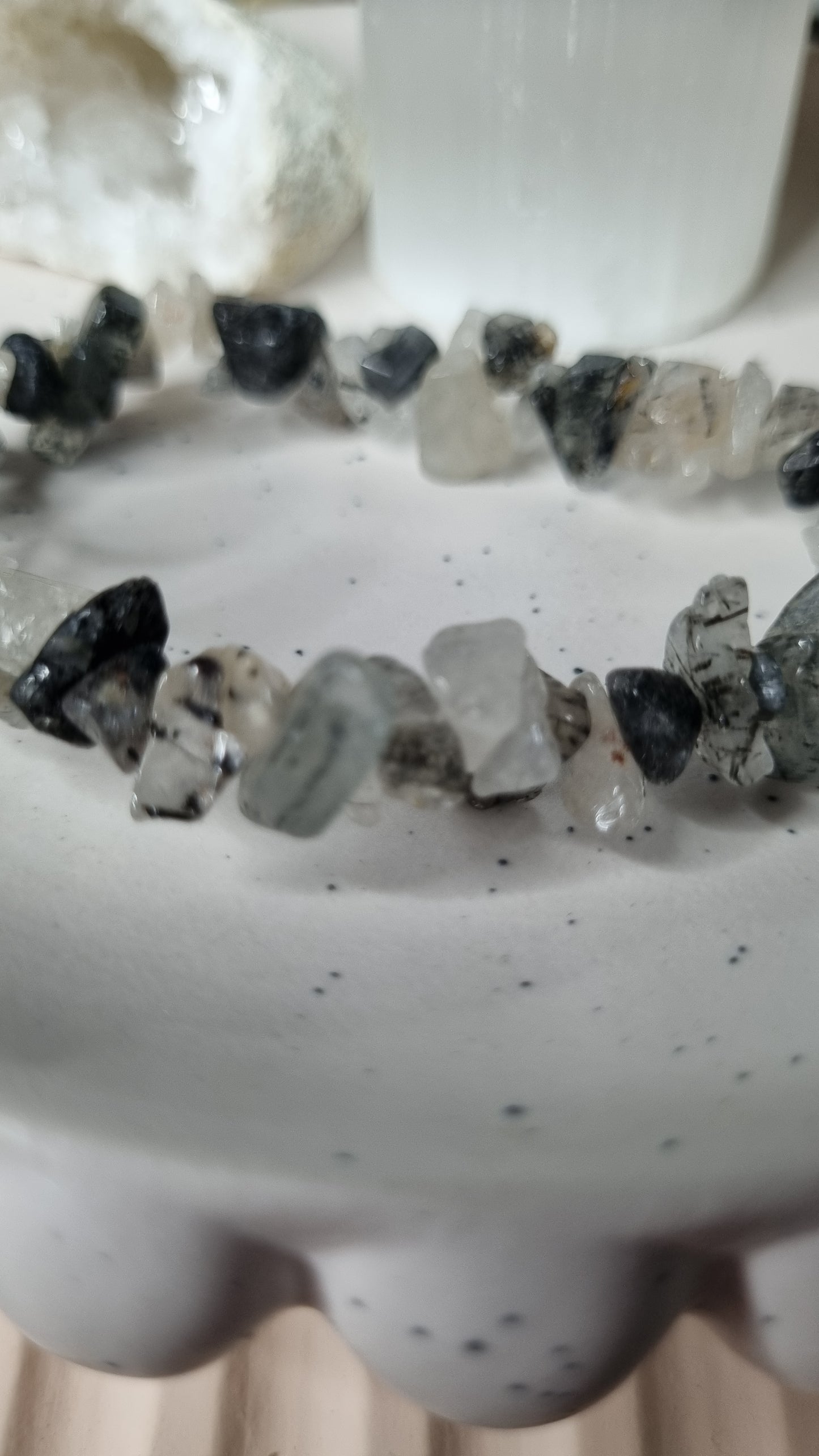 Tourmalinated Quartz chip bracelet