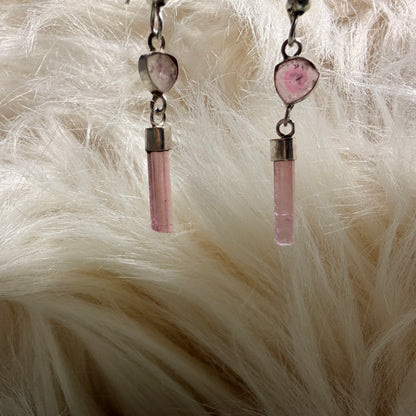 Pink Tourmaline Earrings Sterling Silver