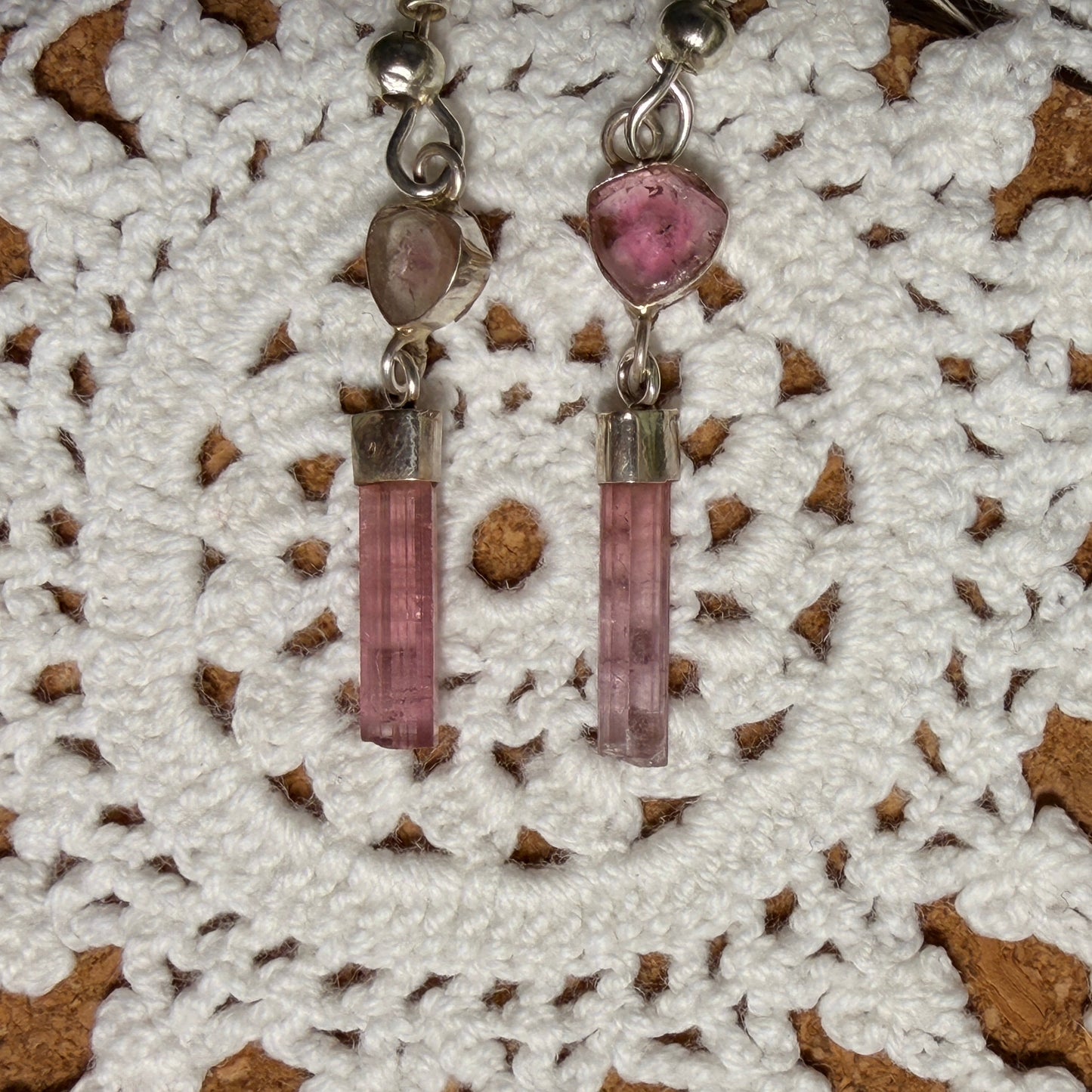Pink Tourmaline Earrings Sterling Silver