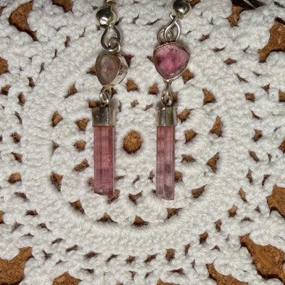 Pink Tourmaline Earrings Sterling Silver