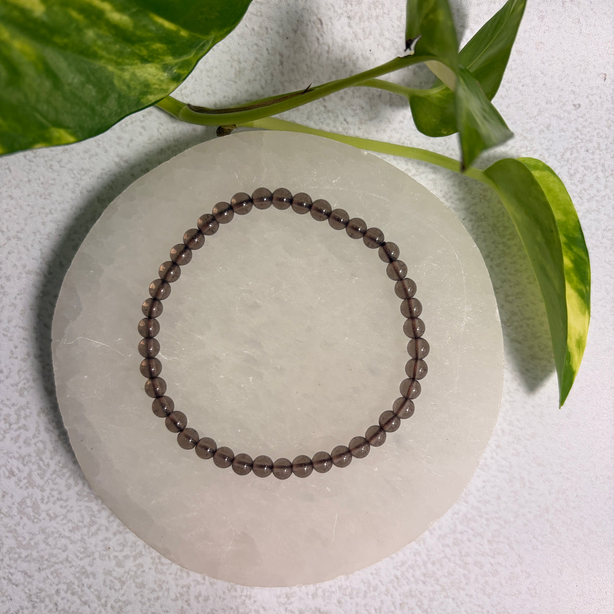 Smoky Quartz Bead Bracelet 4mm