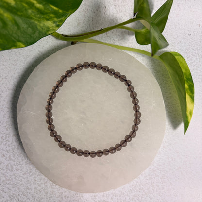 Smoky Quartz Bead Bracelet 4mm