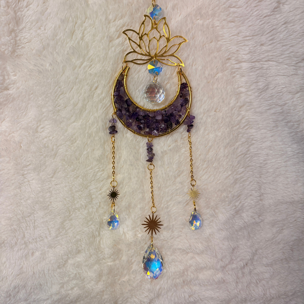 Crystal Suncatchers - Lotus flower Crescent Moon