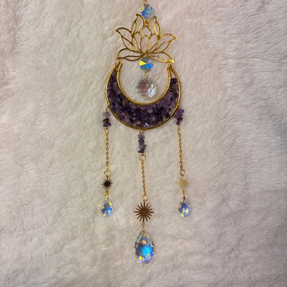 Crystal Suncatchers - Lotus flower Crescent Moon