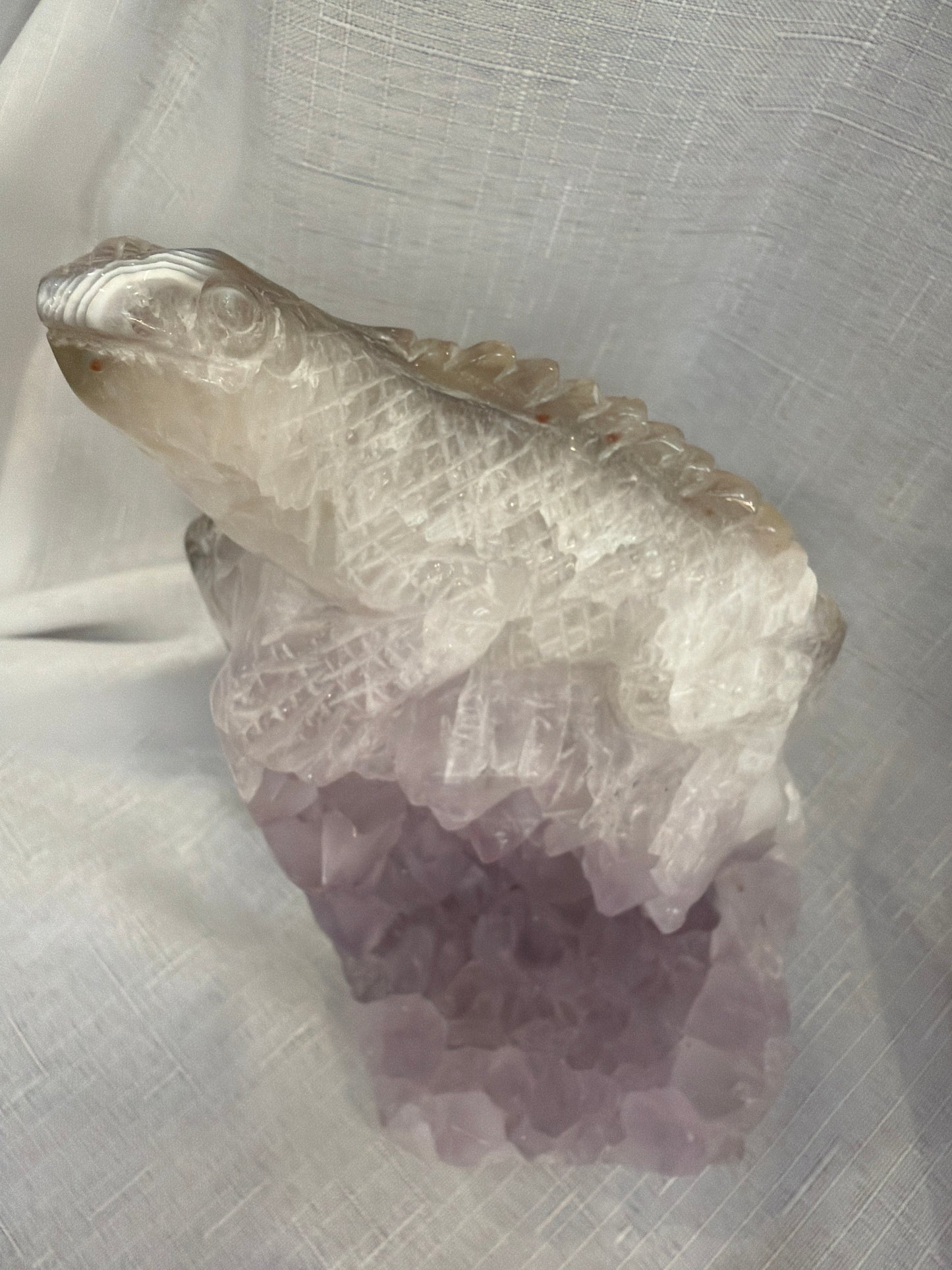 Amethyst Geode with Carved Lizard