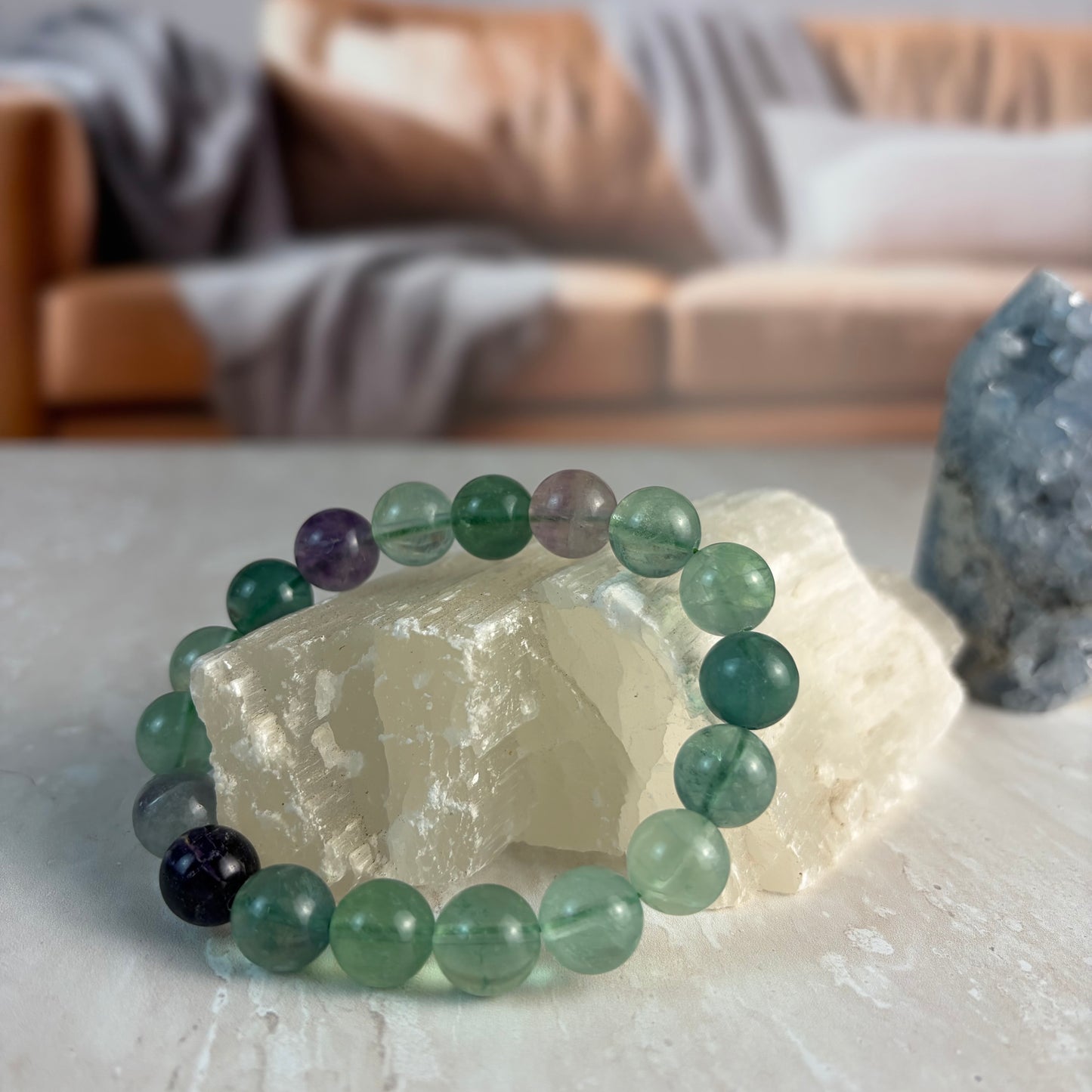 Fluorite 10mm bead bracelet