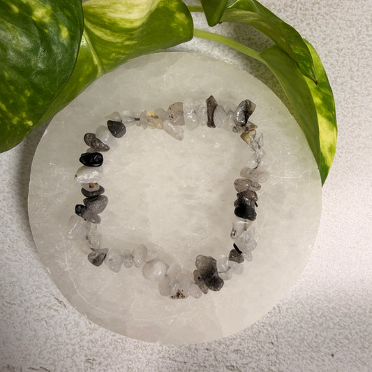 Tourmalinated Quartz chip bracelet