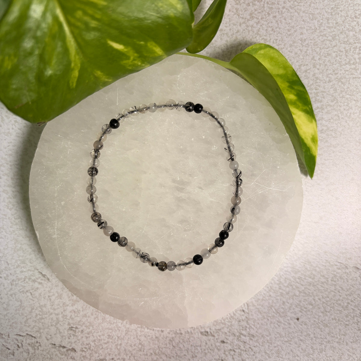 Tourmaline in Quartz Bracelet 4mm