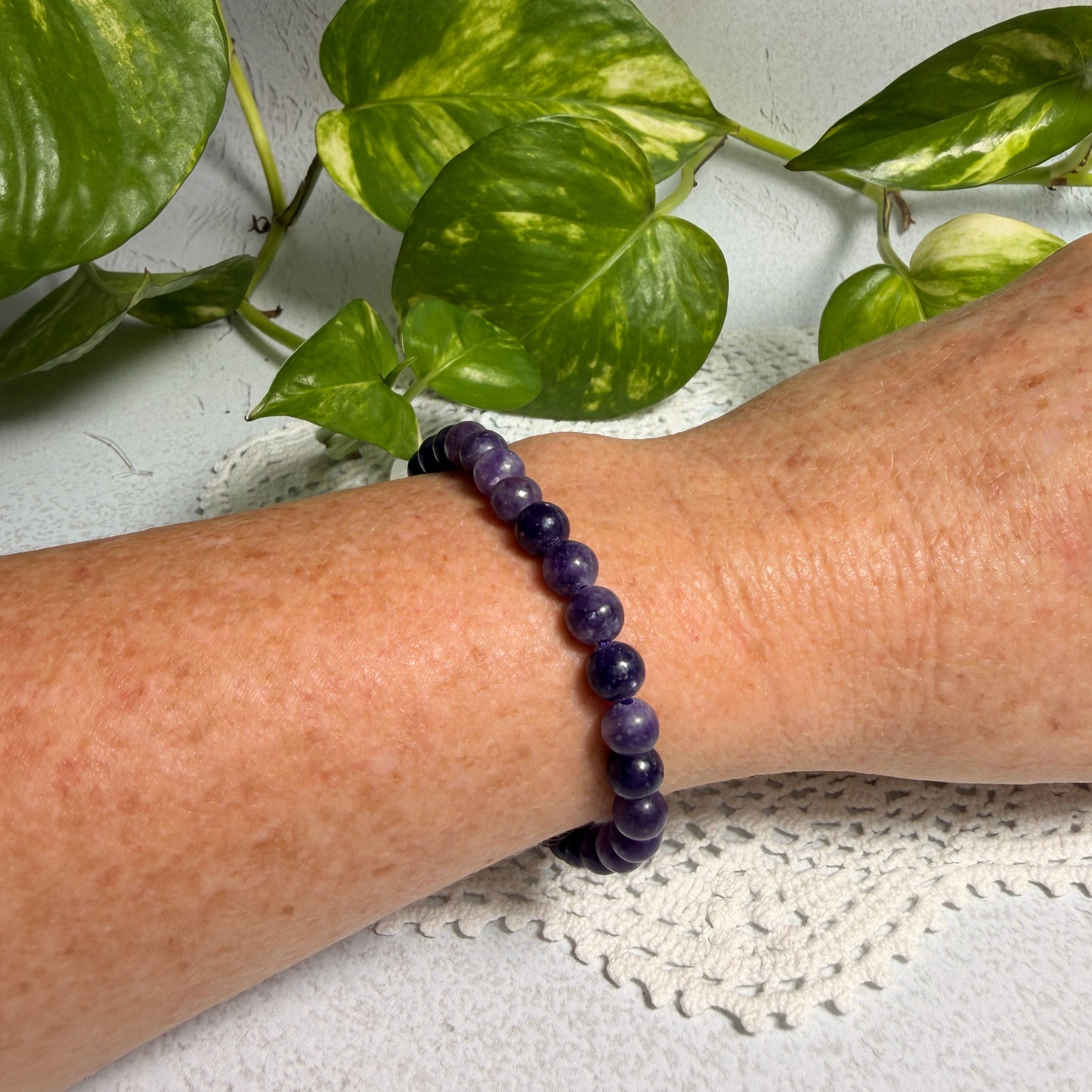 Lepidolite Bead Bracelet 6mm