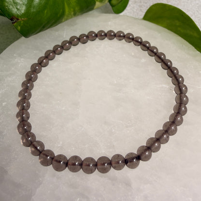Smoky Quartz Bead Bracelet 4mm