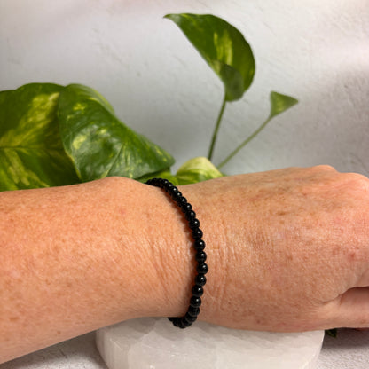 Black Obsidian bead bracelet 4mm