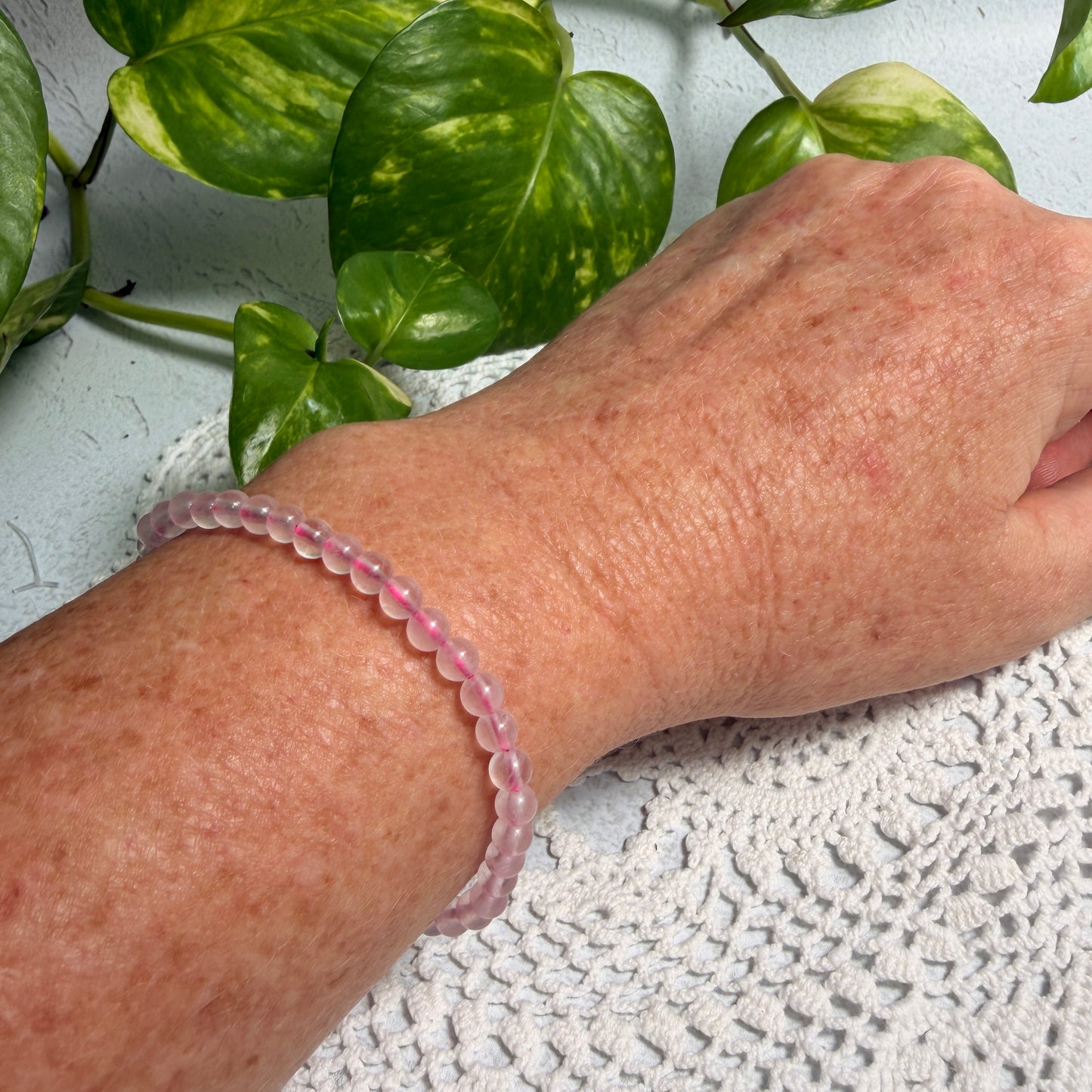 Rose Quartz bead bracelet 4mm