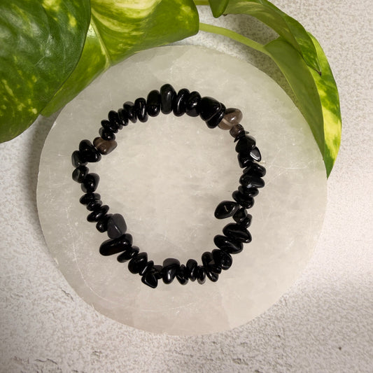 Black Obsidian Chip Bracelet
