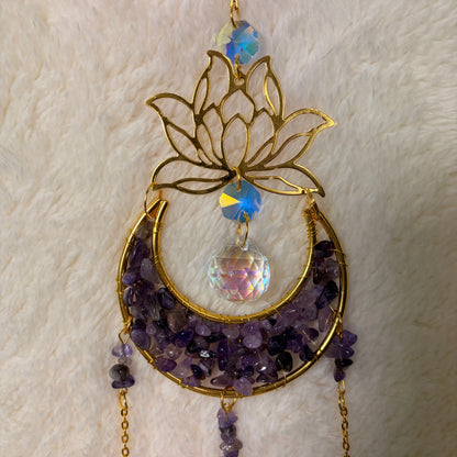 Crystal Suncatchers - Lotus flower Crescent Moon