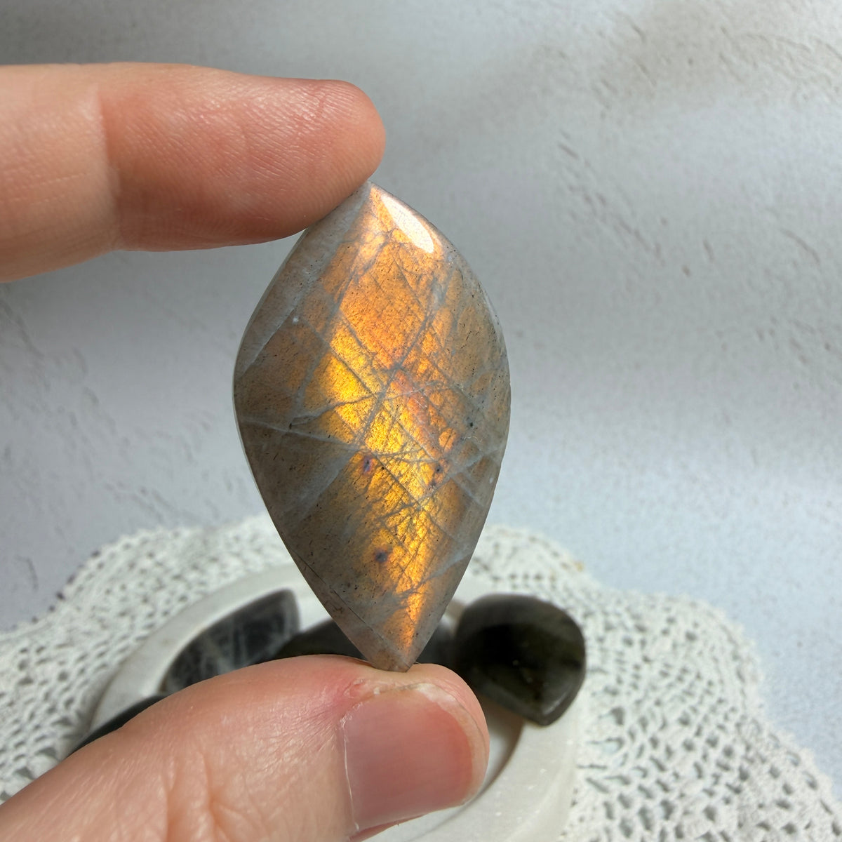 Labradorite Cabochon Leaves