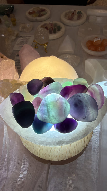 Fluorite tumble fire bowl