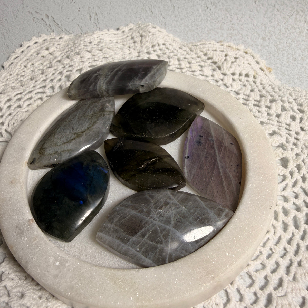 Labradorite Cabochon Leaves