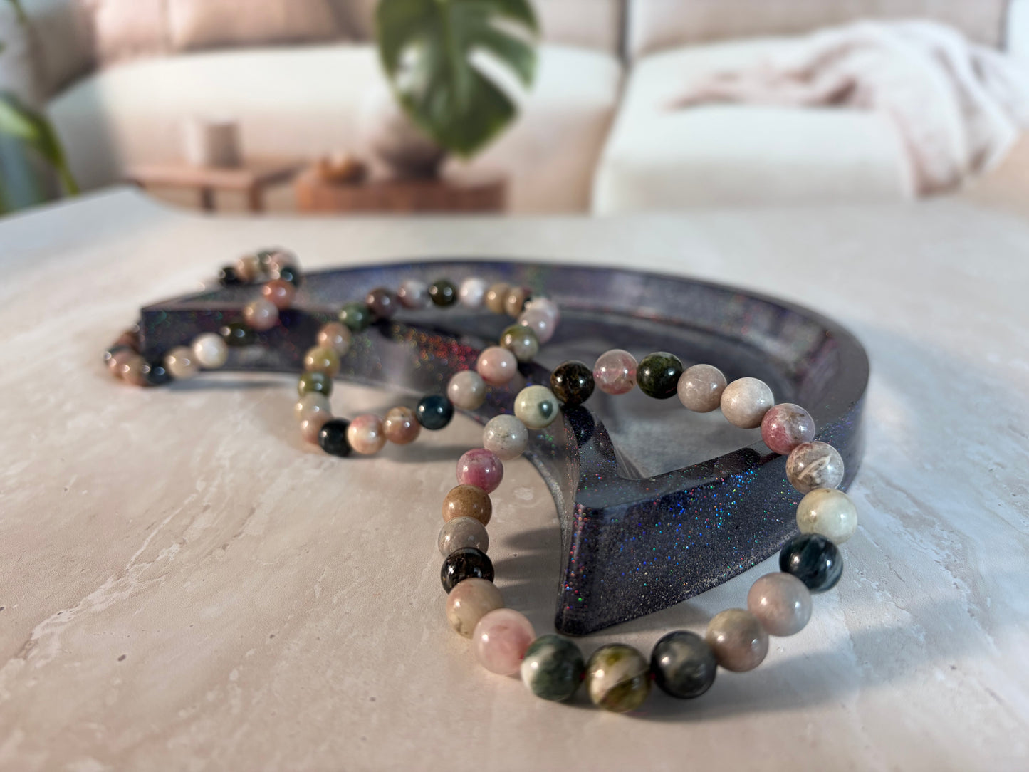 Mixed Tourmaline 8mm bead bracelet