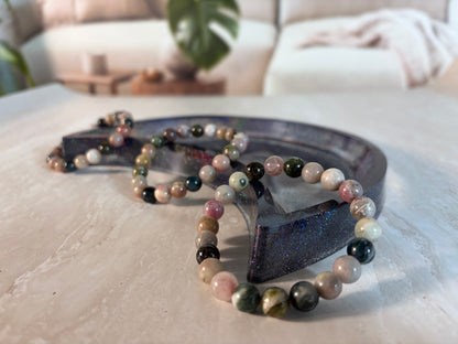 Mixed Tourmaline 8mm bead bracelet