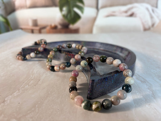 Mixed Tourmaline 8mm bead bracelet