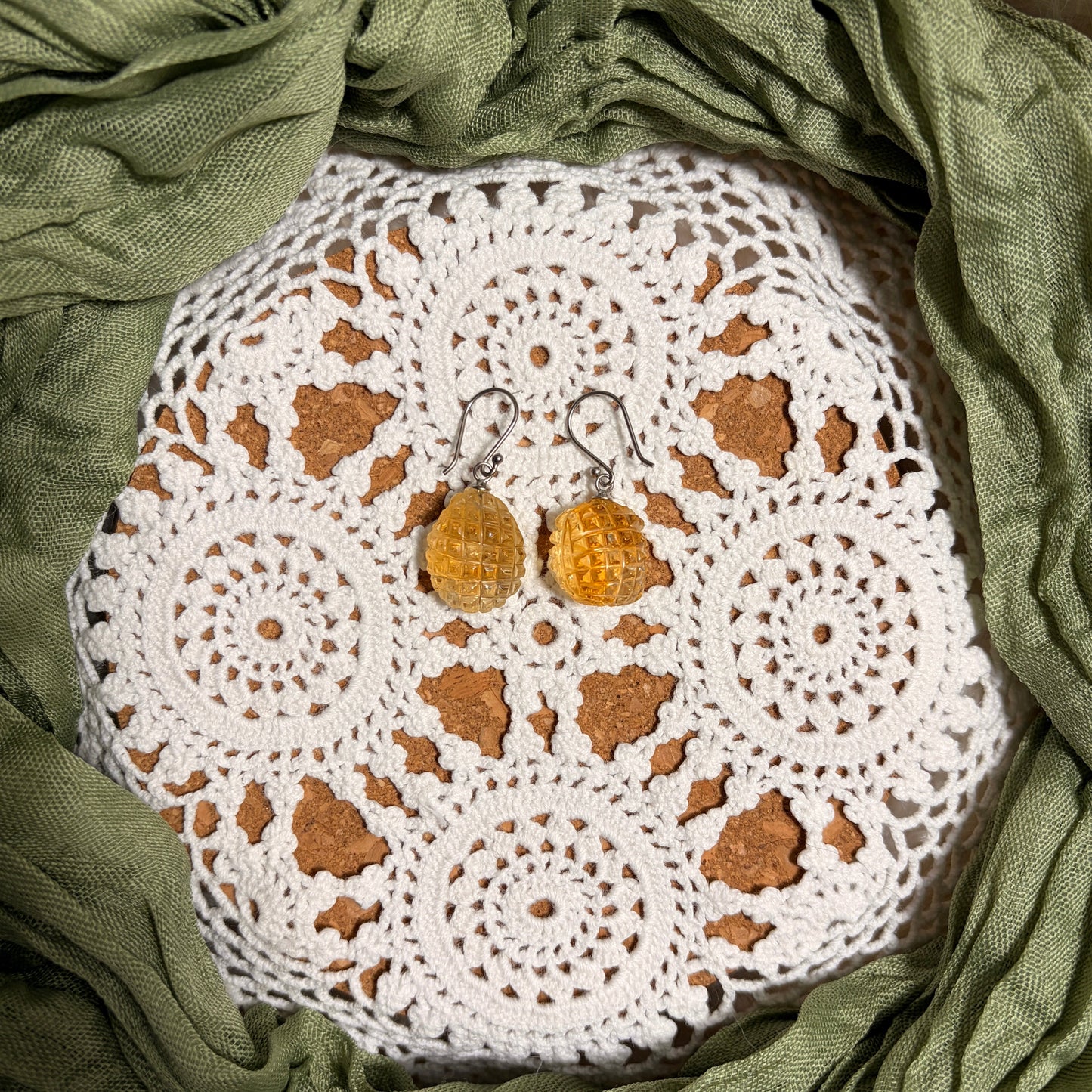 Citrine Pineapple Earrings (HTA)