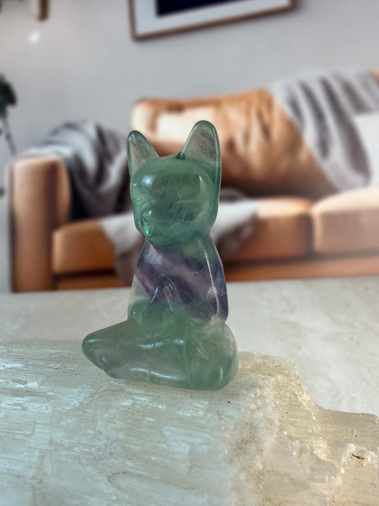 Fluorite Meditation Cat Carvings