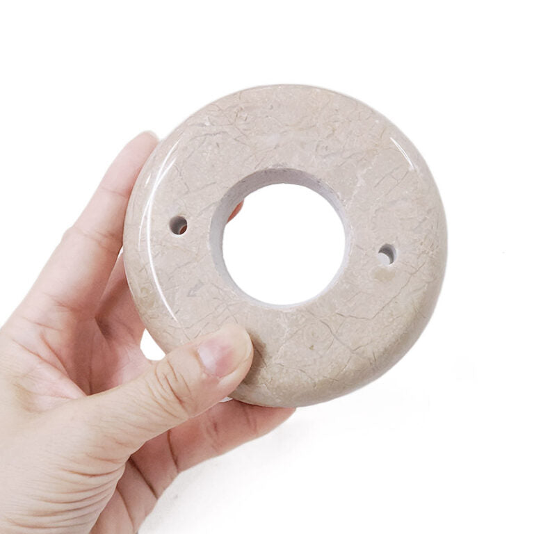 Beige Round Marble Base (Lamp Component) – Small
