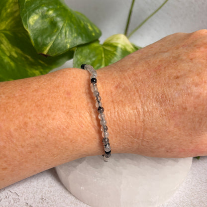 Tourmaline in Quartz Bracelet 4mm