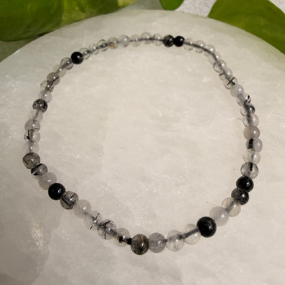 Tourmaline in Quartz Bracelet 4mm