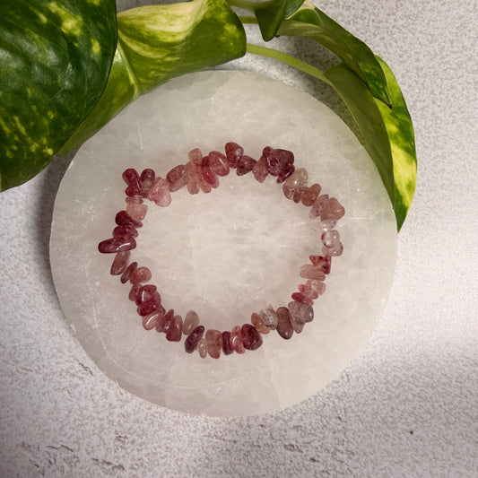 Strawberry Quartz Chip Bracelet