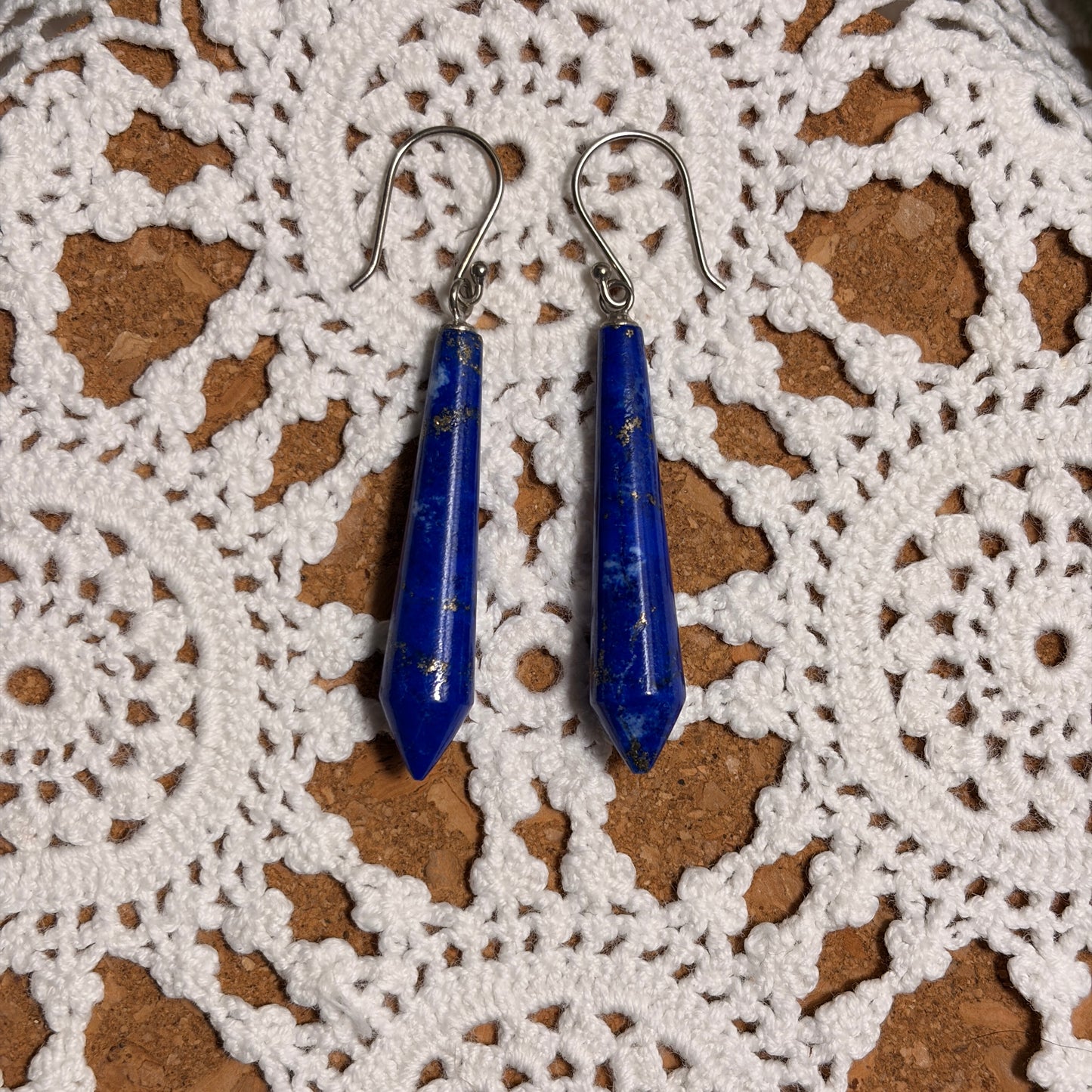 Lapis Lazuli Drop Earrings Sterling Silver