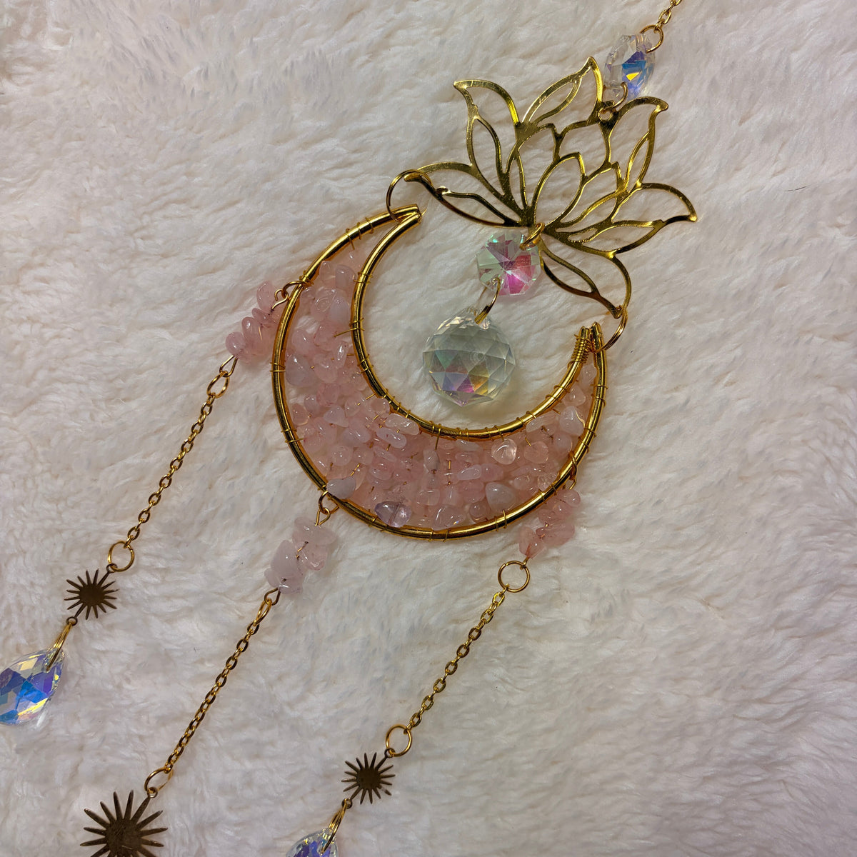 Crystal Suncatchers - Lotus flower Crescent Moon