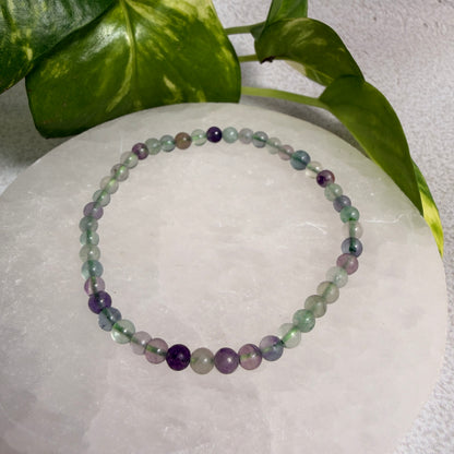 Fluorite 4mm bead bracelet