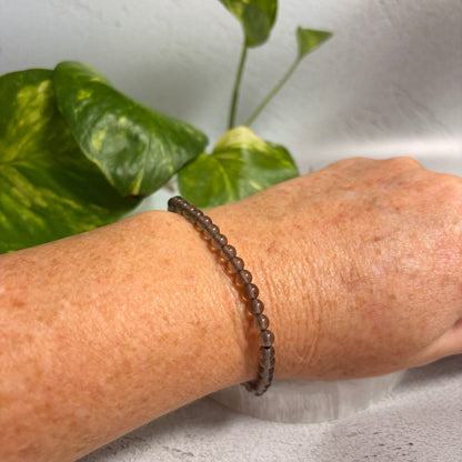 Smoky Quartz Bead Bracelet 4mm